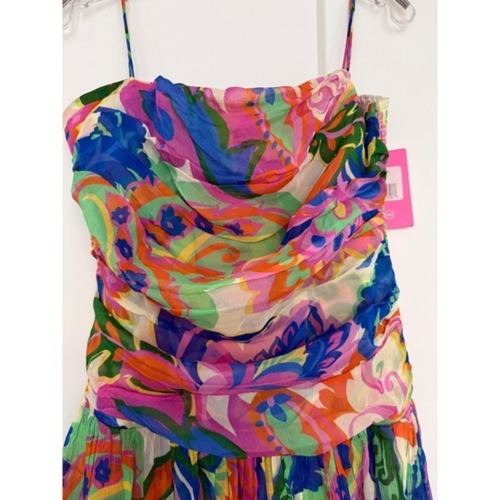 Amanda Uprichard Lumiere Silk Midi Dress Multicolor Floral Paisley CH-22660FD M - Picture 5 of 15